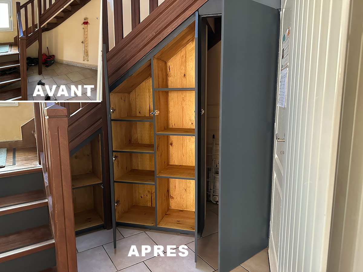 Rangement sous escalier
